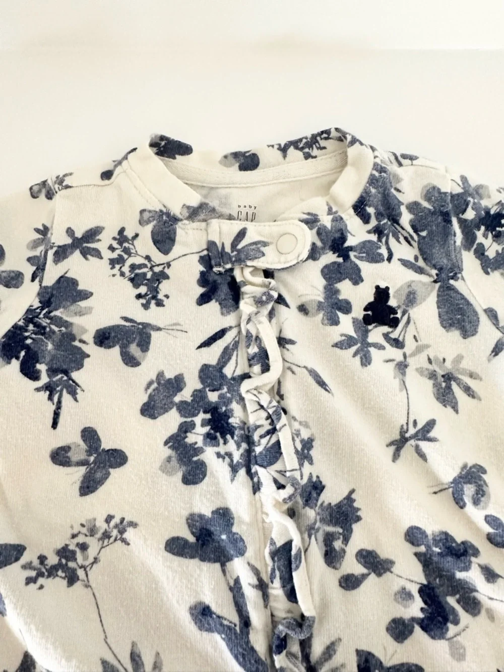 Chinoiserie Style Floral Footed Onesie - Picture 3 of 4